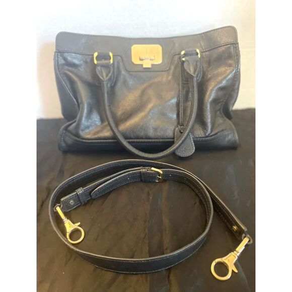 Cole Haan Handbag Valise Kendra Black Leather Satchel Tote Convert Shoulder Bag - Picture 3 of 15